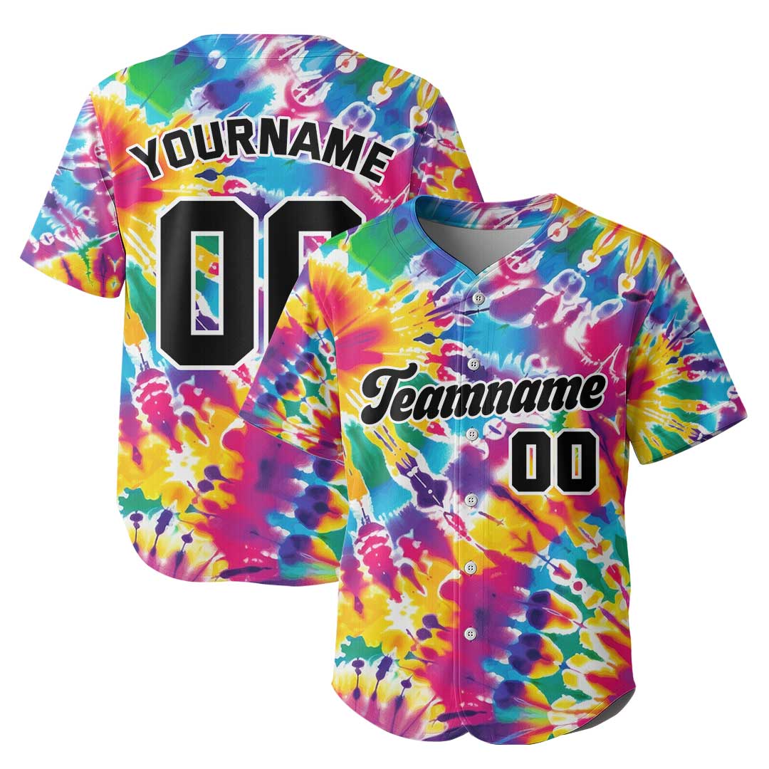 Custom Baseball Jersey With Tie Dye Pattern