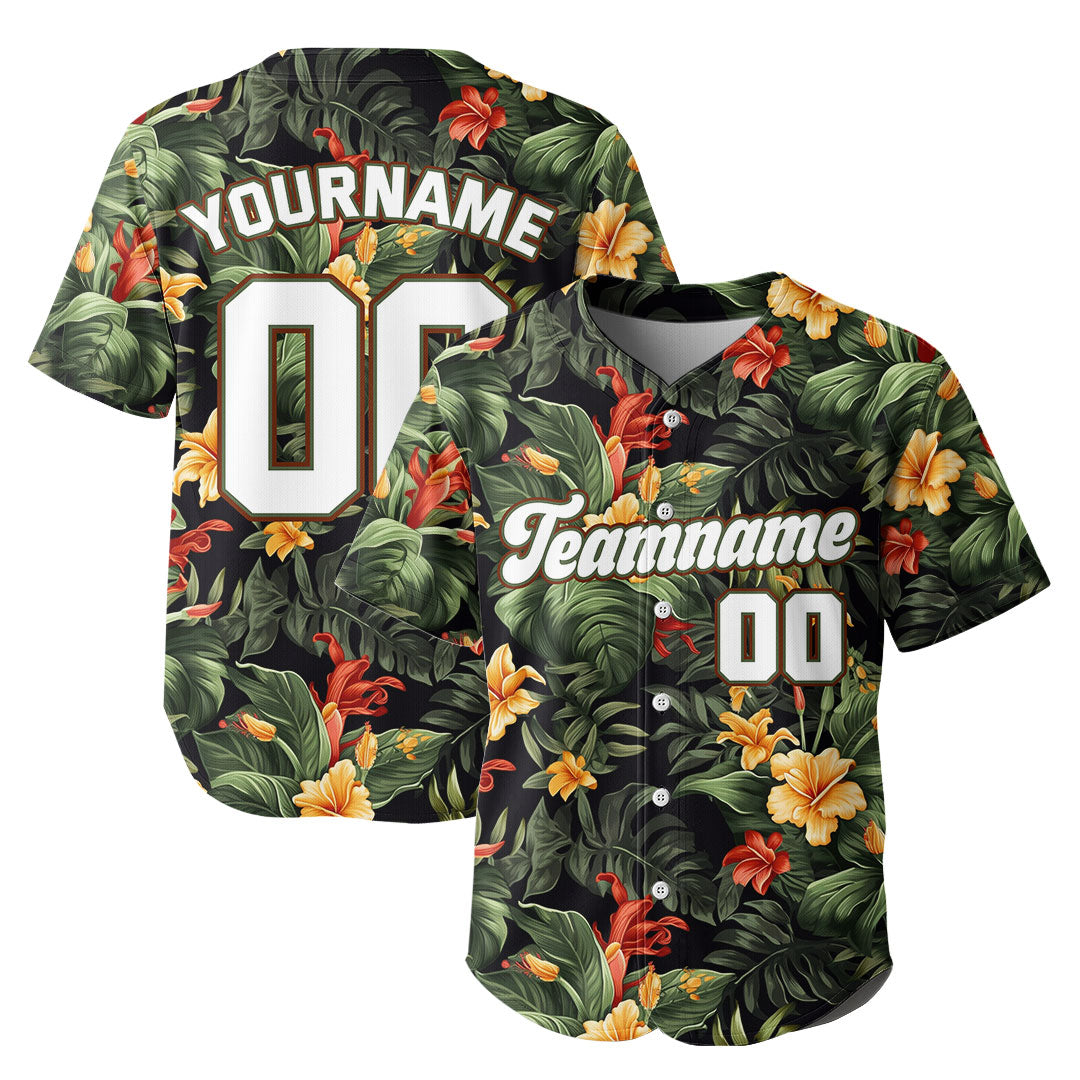 Custom Baseball Jersey With Tropical Pattern