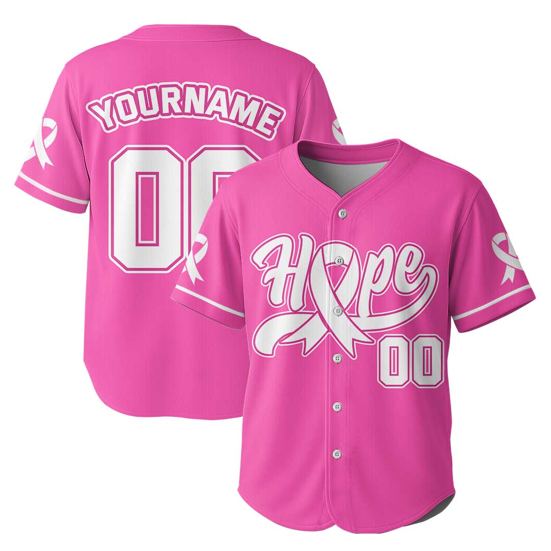 Custom Baseball Jersey With Pink Ribbon