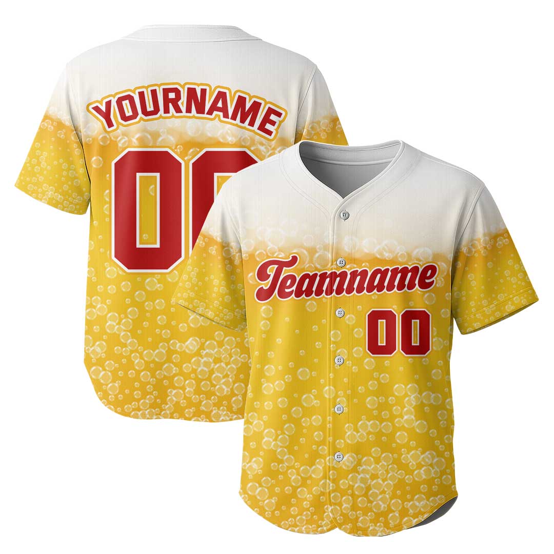 Custom Baseball Jersey With Beer Pattern
