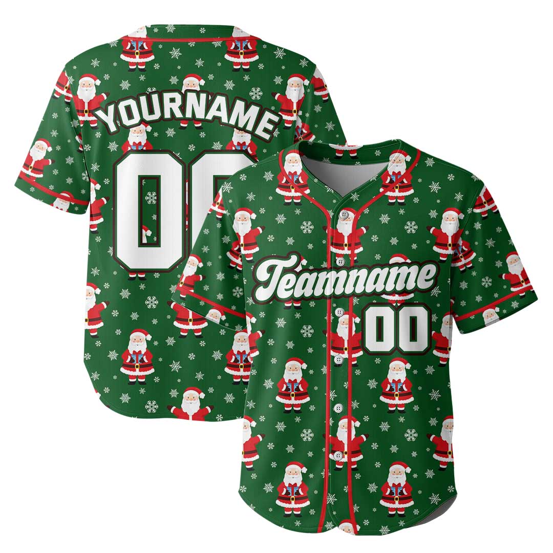 Custom Baseball Jersey with Christmas Pattern