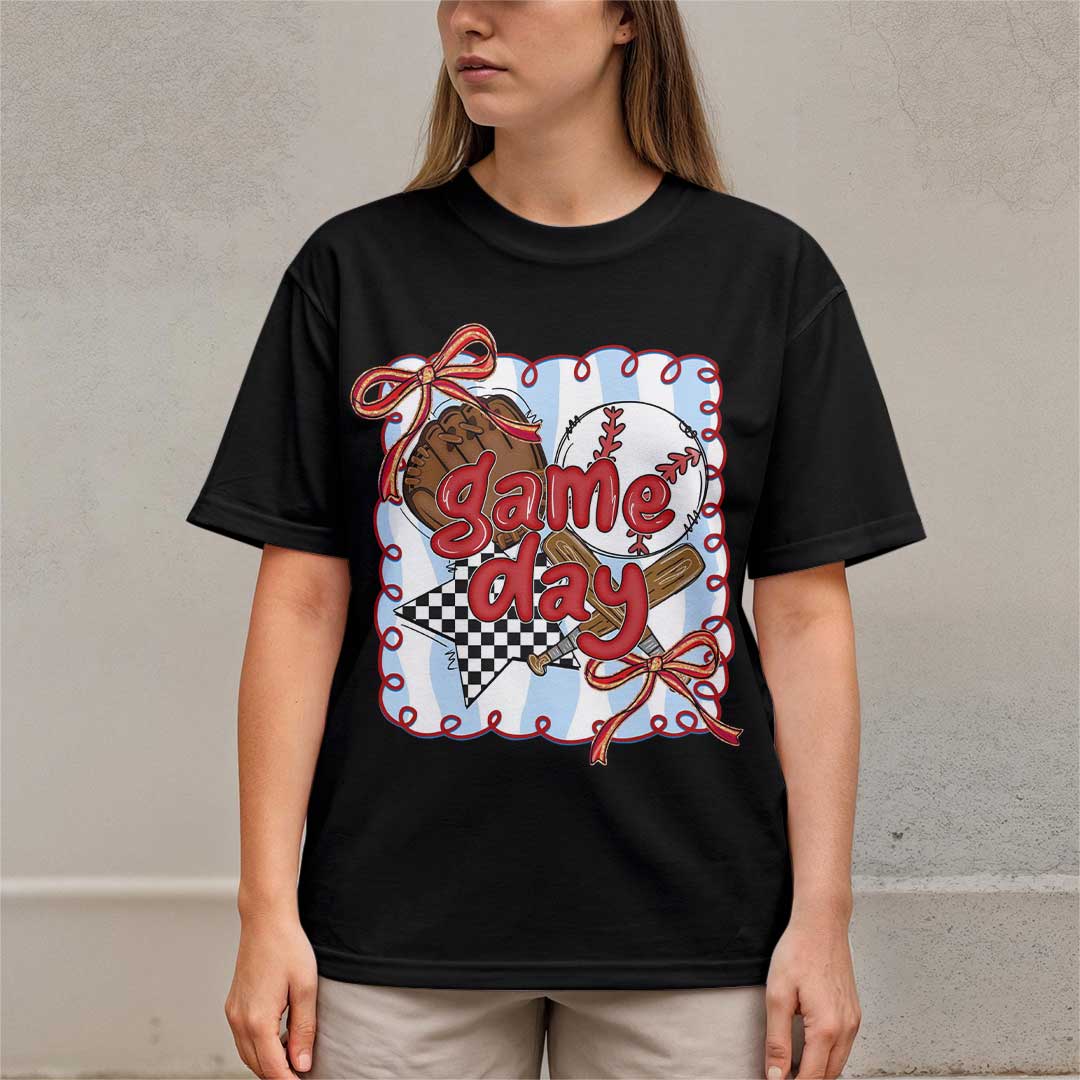 Coquette Game Day Baseball Mom - Black and White Baseball