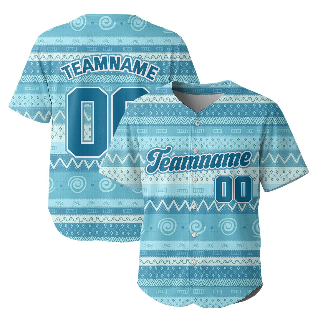 Custom Baseball Jersey with Tiki Pattern