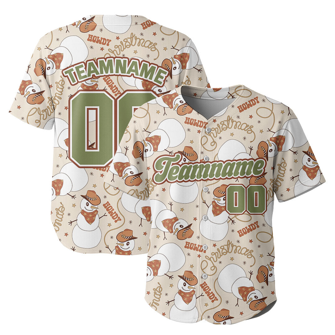 Custom Baseball Jersey with Howdy Christmas Pattern
