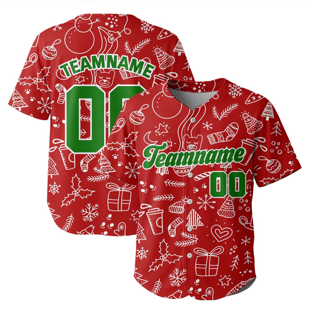 Custom Baseball Jersey with Christmas Doodle
