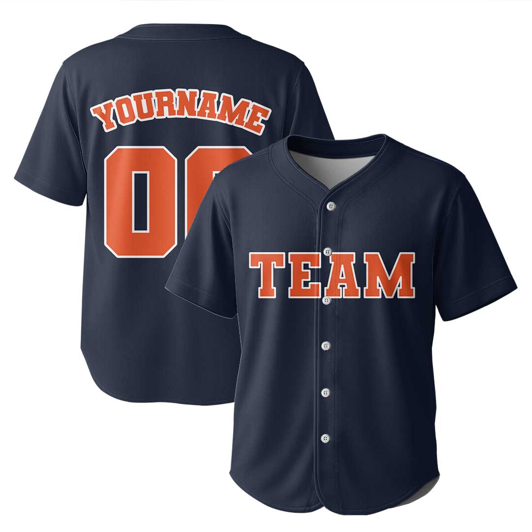 Custom Baseball Jersey with Orange Navy White Color