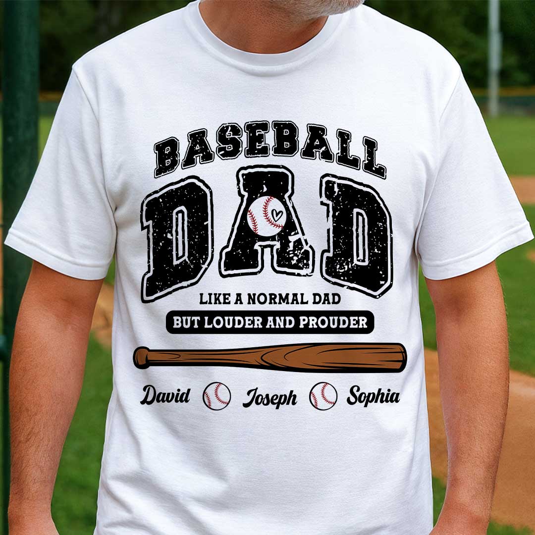 Baseball Parents Like A Normal One But Louder and Prouder - Black and White Baseball T-Shirt