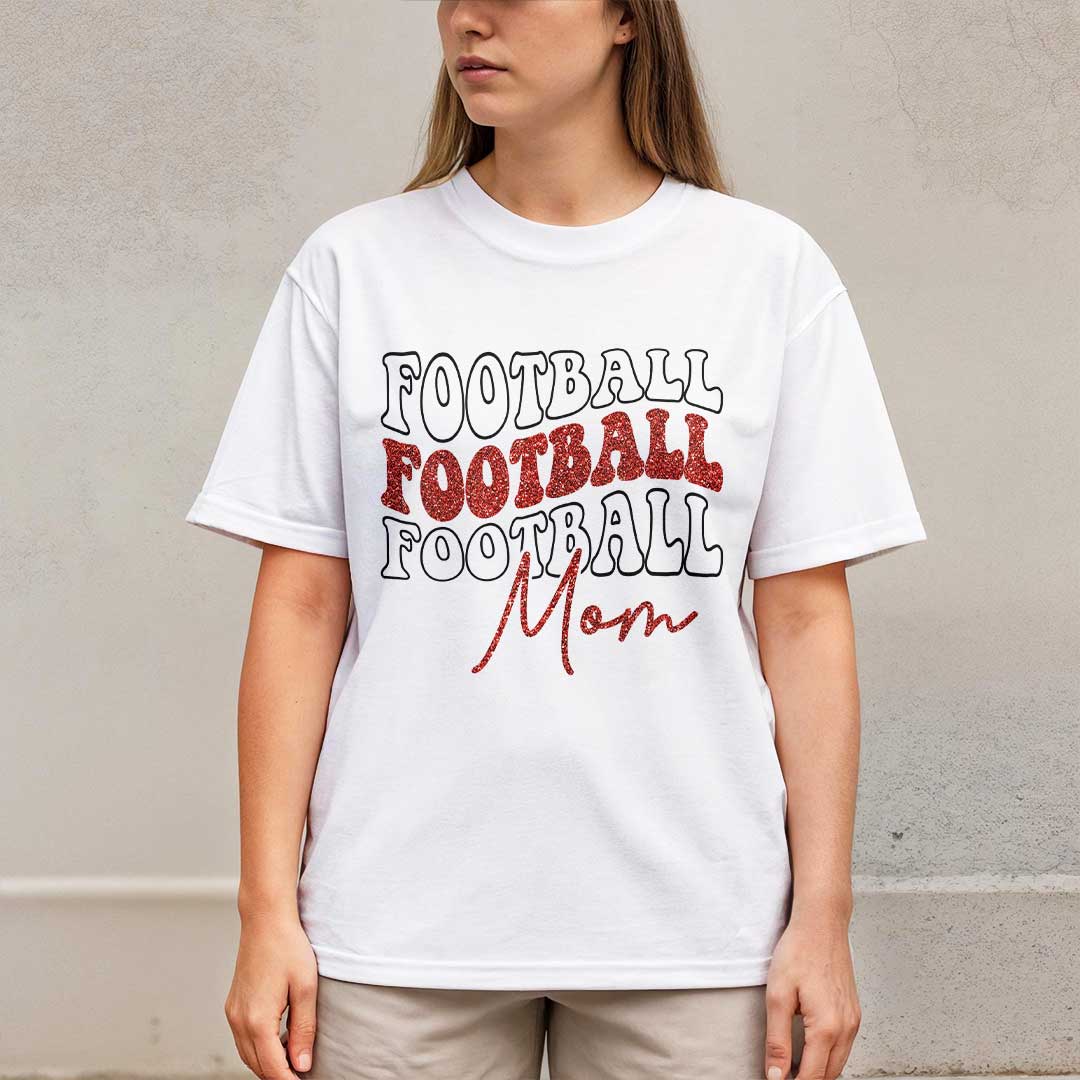 Behind Every Football Player Is A Football Mom - White and Sand Softball Tshirt