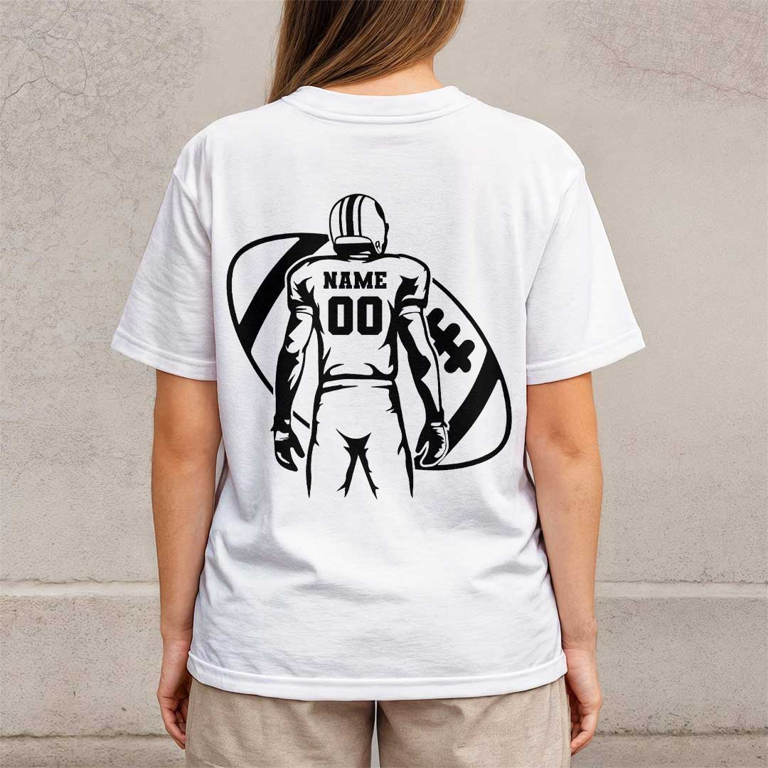 Custom Player Name and Number for Football Mom - White and Black Tshirt