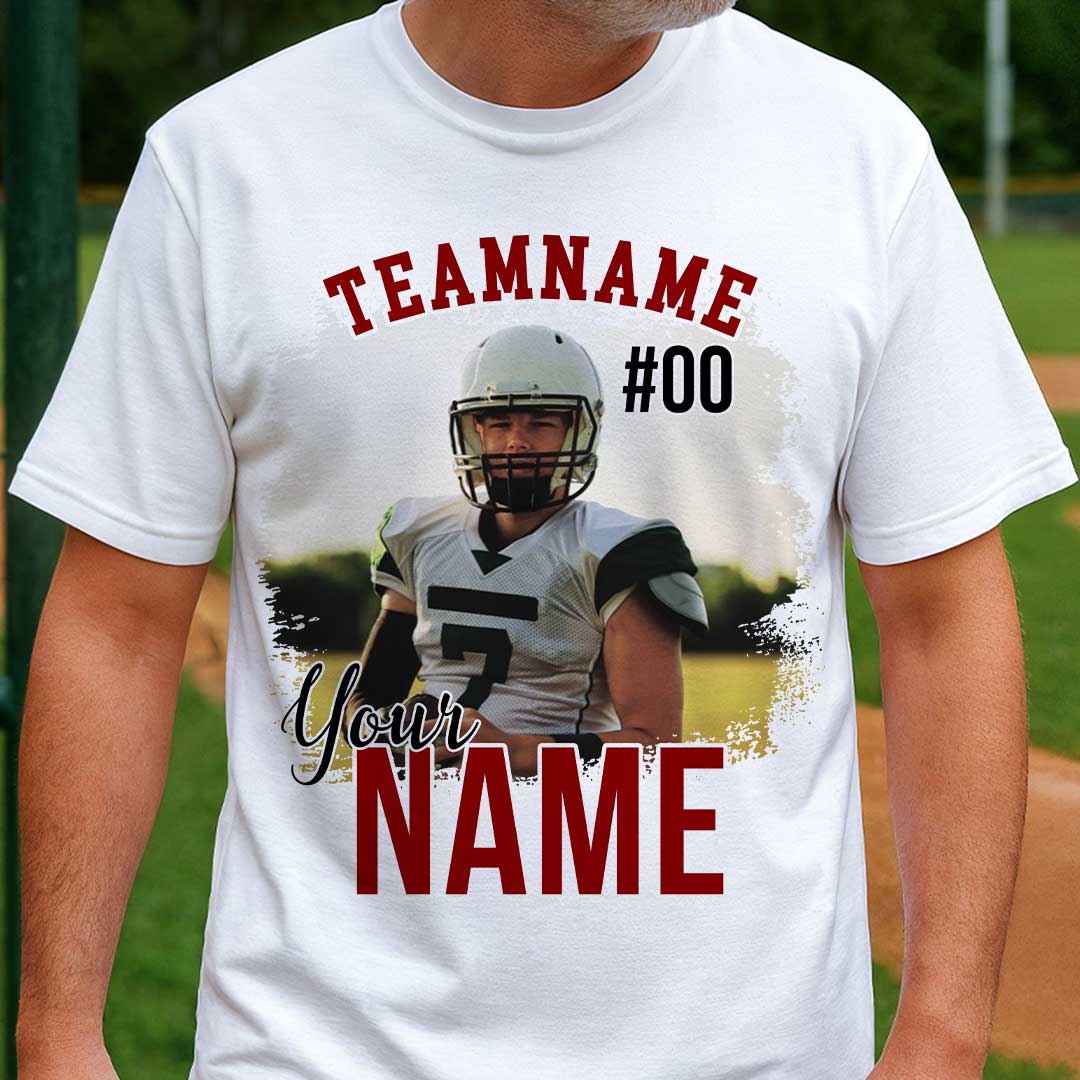 Custom Photo Football Tshirt with Player Name and Number
