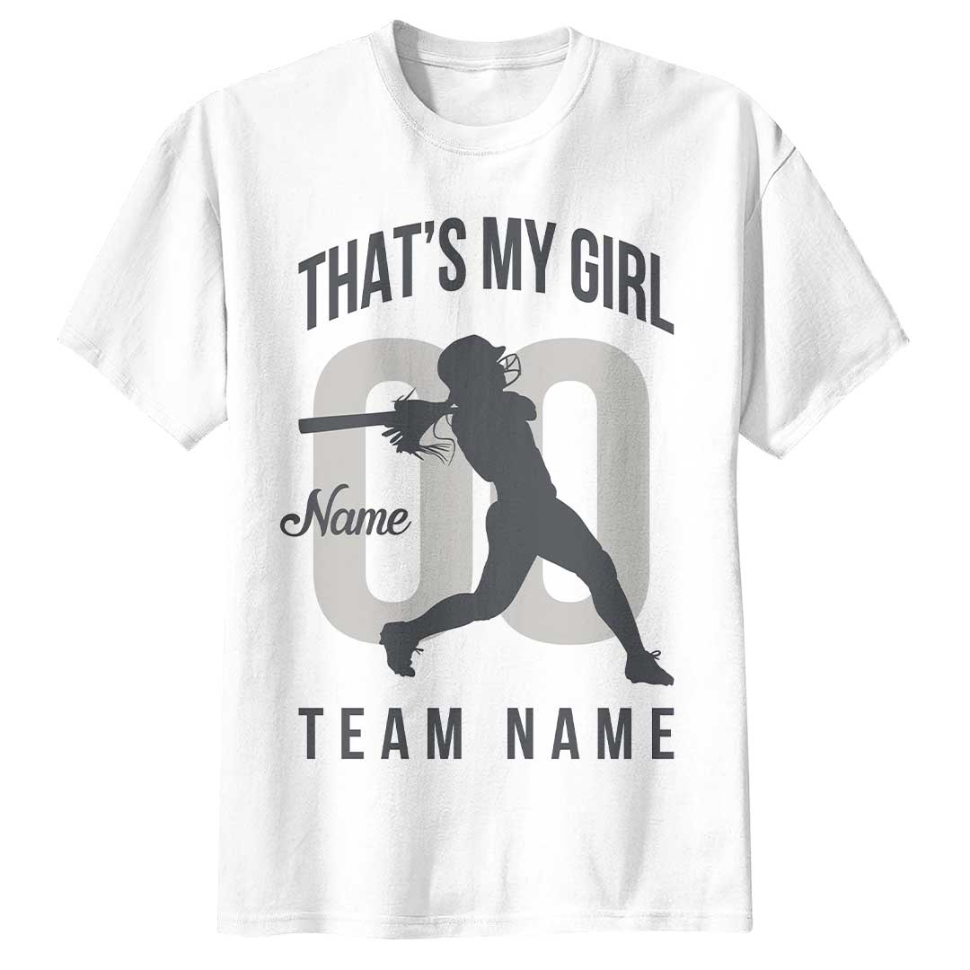 That's My Girl - Black and White Custom Softball T-Shirt For Parents