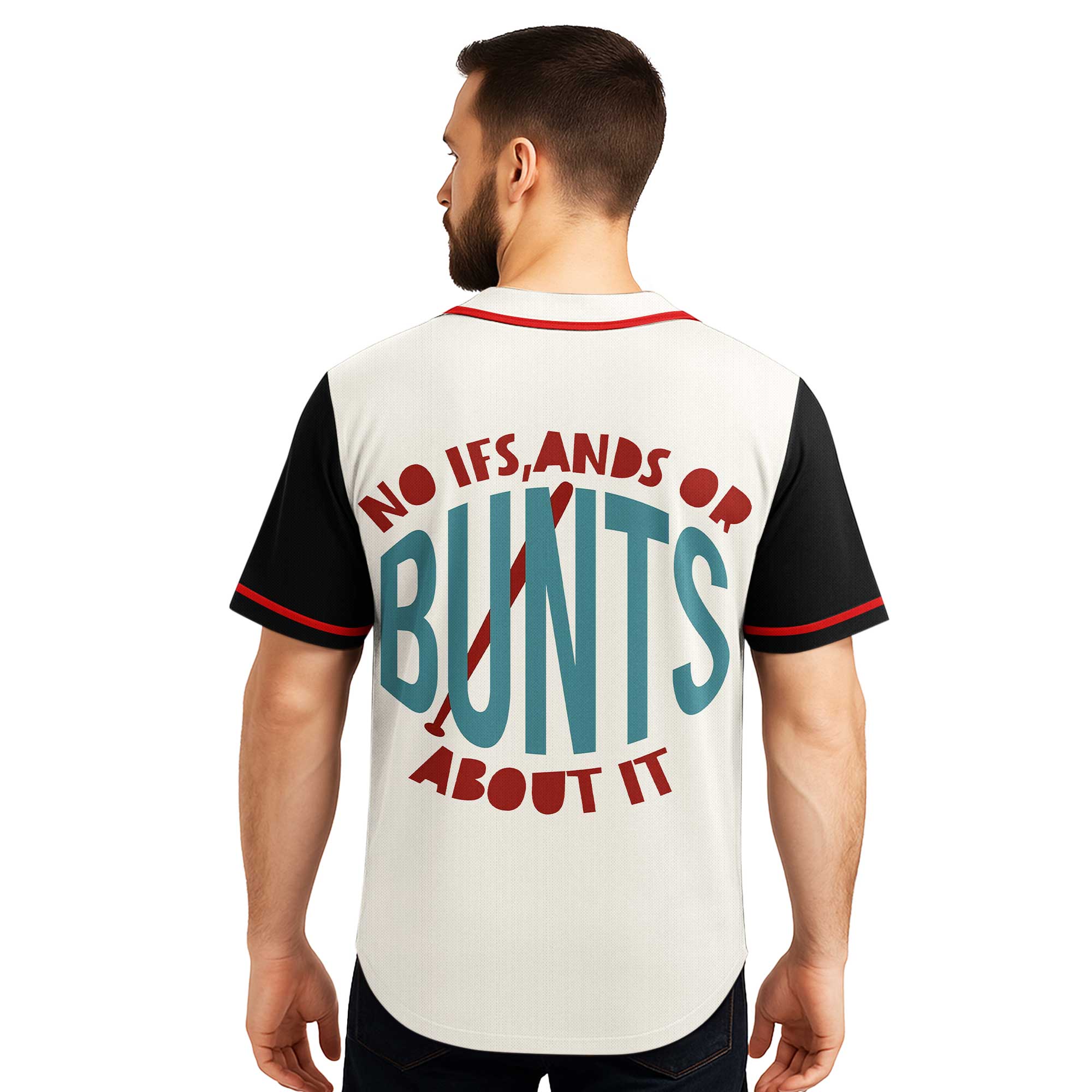 No Ifs, Ands Or Bunts About It - Custom Cream Black Raglan Baseball Jersey