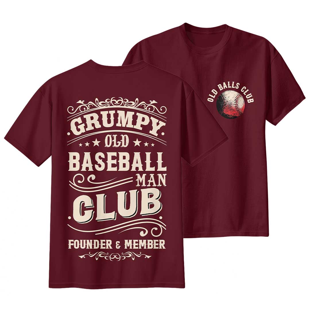 Grumpy Old Baseball Man Club - Two Sided Baseball T-Shirt