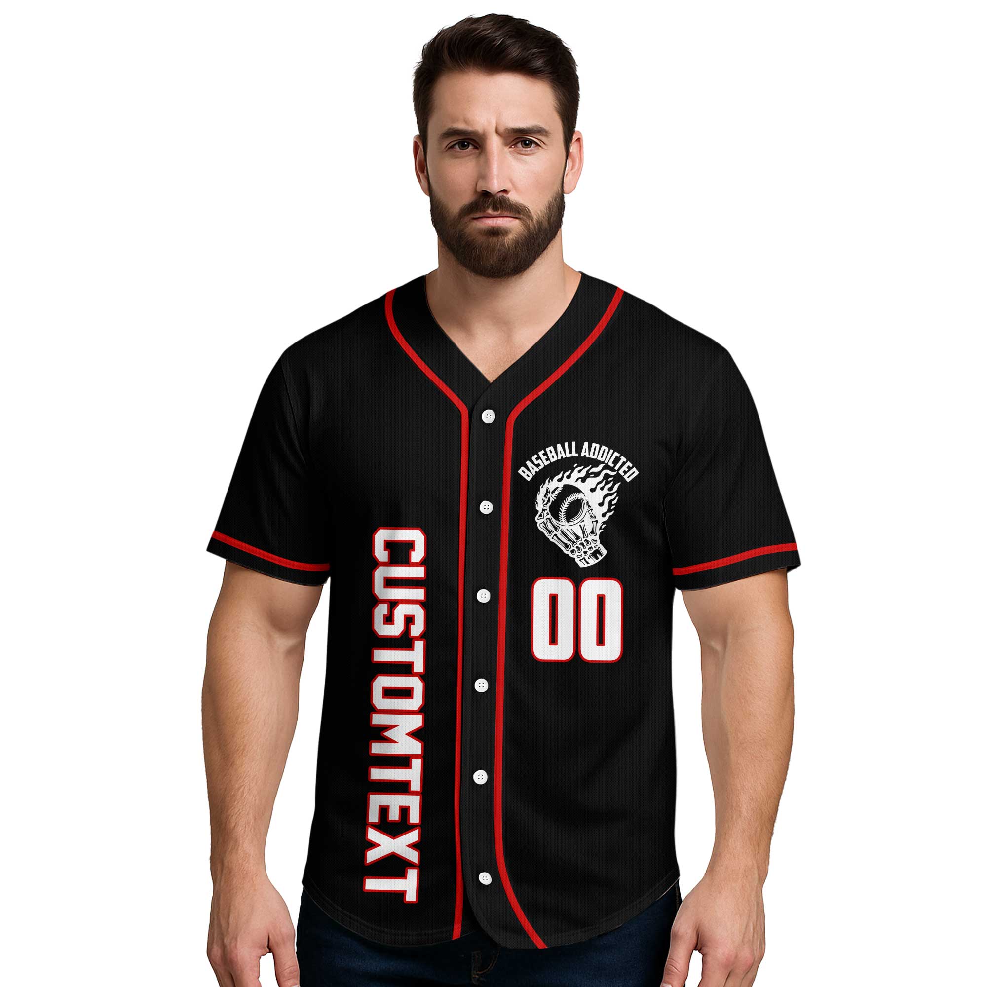 Warning: Nonstop Yapping About Baseball - Custom Black and Red Baseball Jersey