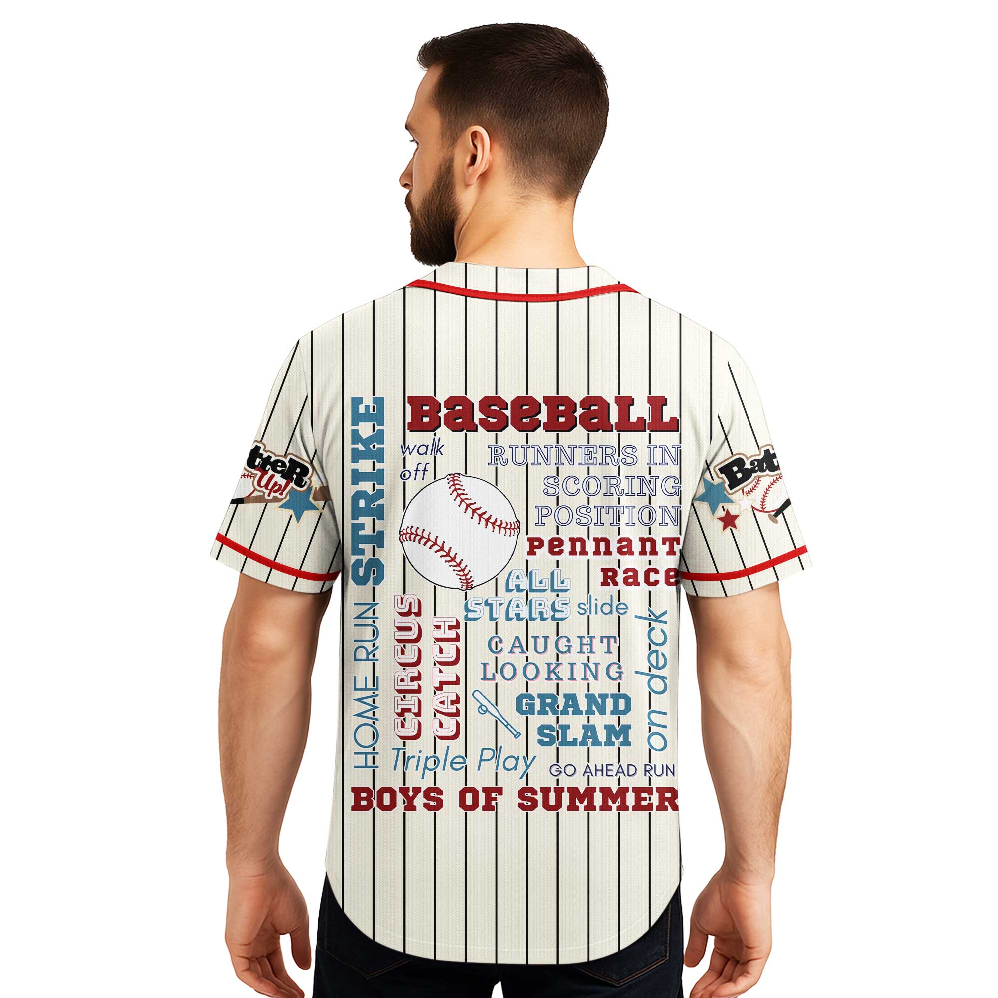 Baseball Slangs - Custom Cream Red Blue Baseball Jersey