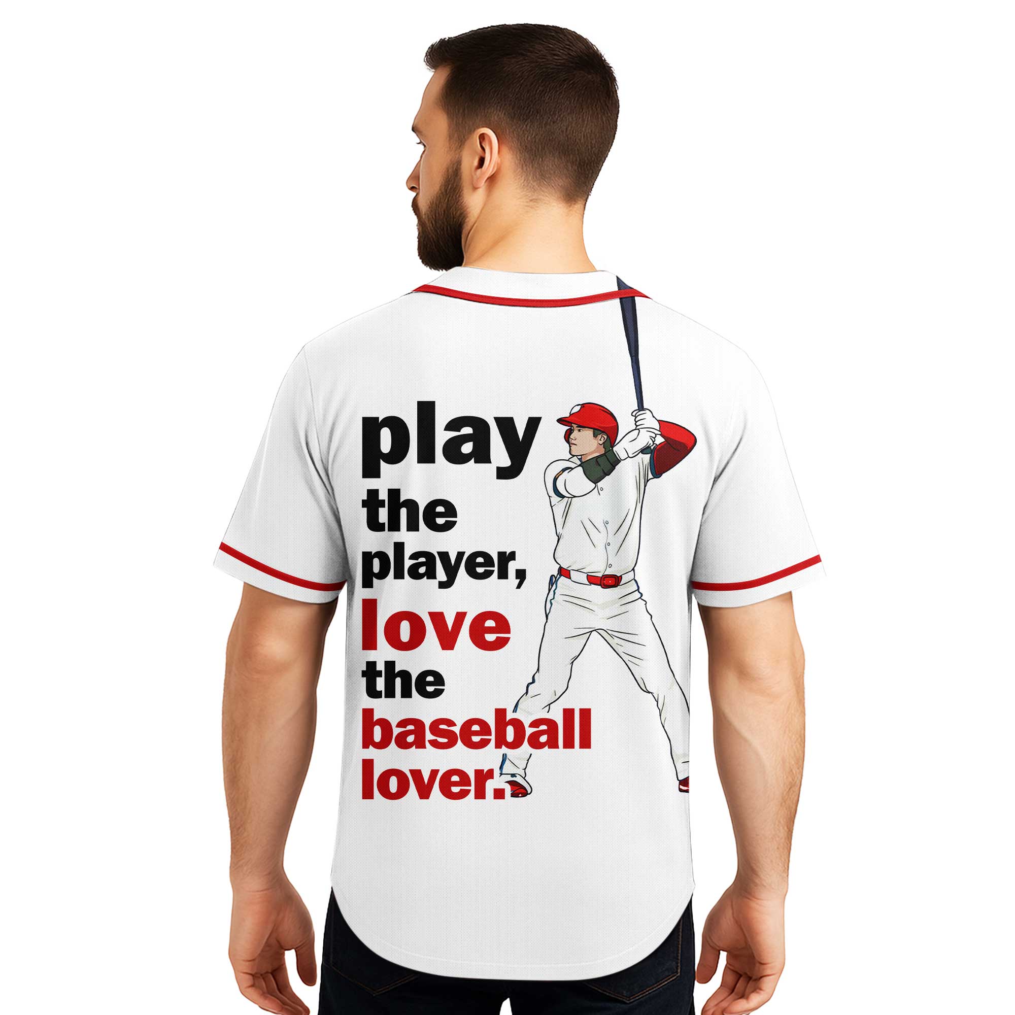 Love The Baseball Lover - Custom White Red Baseball Jersey