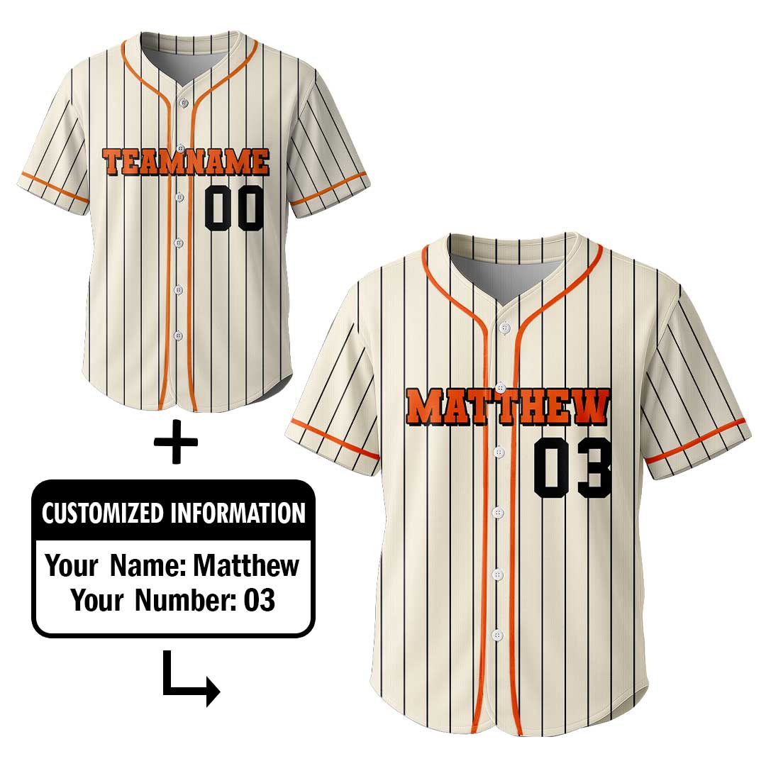 Custom Colored Pinstripes Baseball Jersey
