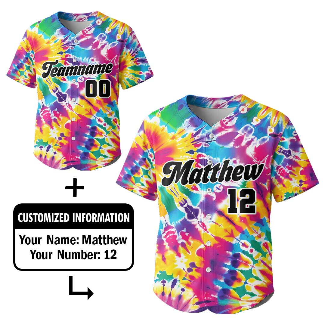 Custom Baseball Jersey With Tie Dye Pattern