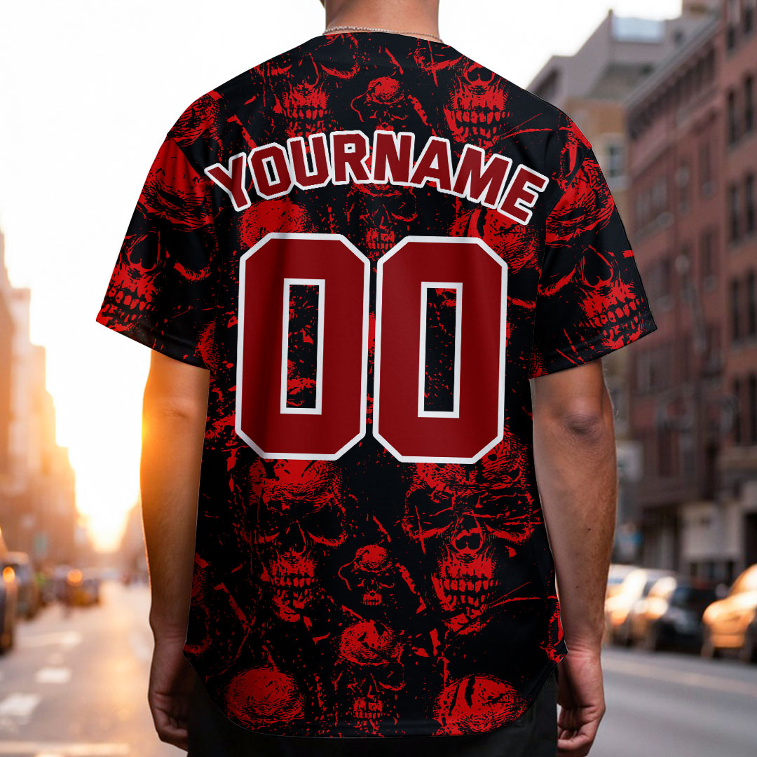 Custom Baseball Jersey With Skull Pattern