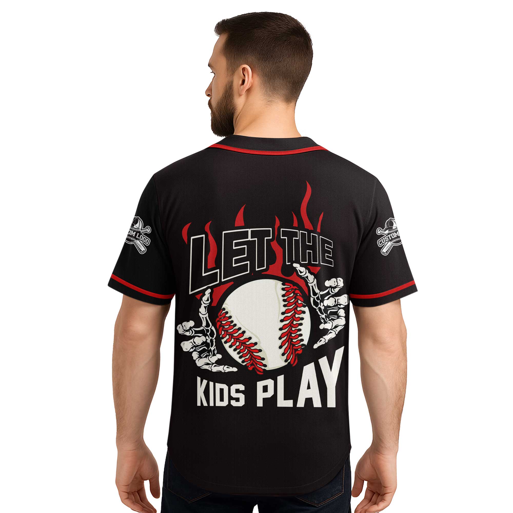 Let The Kids Play - Custom Black Baseball Jersey