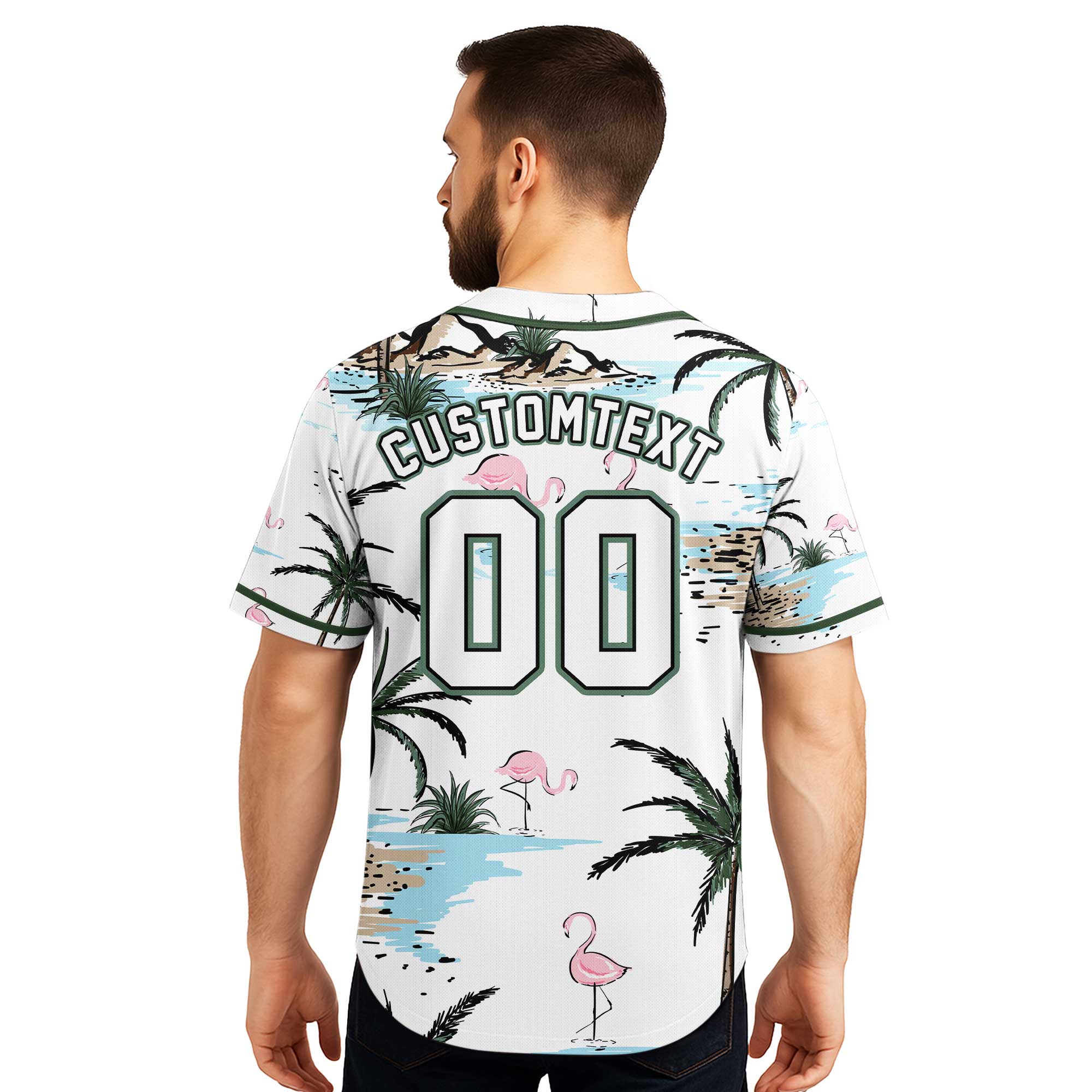 Custom Flamingo Summer Beach  Baseball Jersey