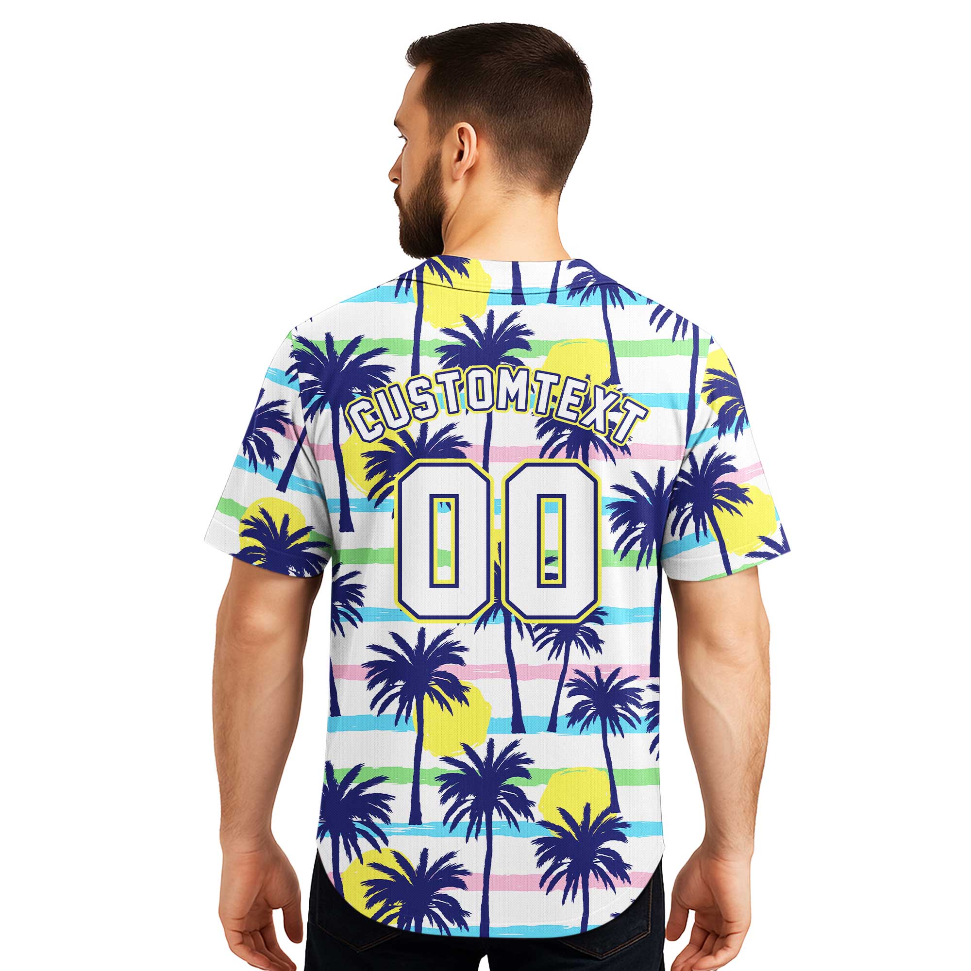 Custom Hawaii Palm Tree Sunrise Baseball Jersey