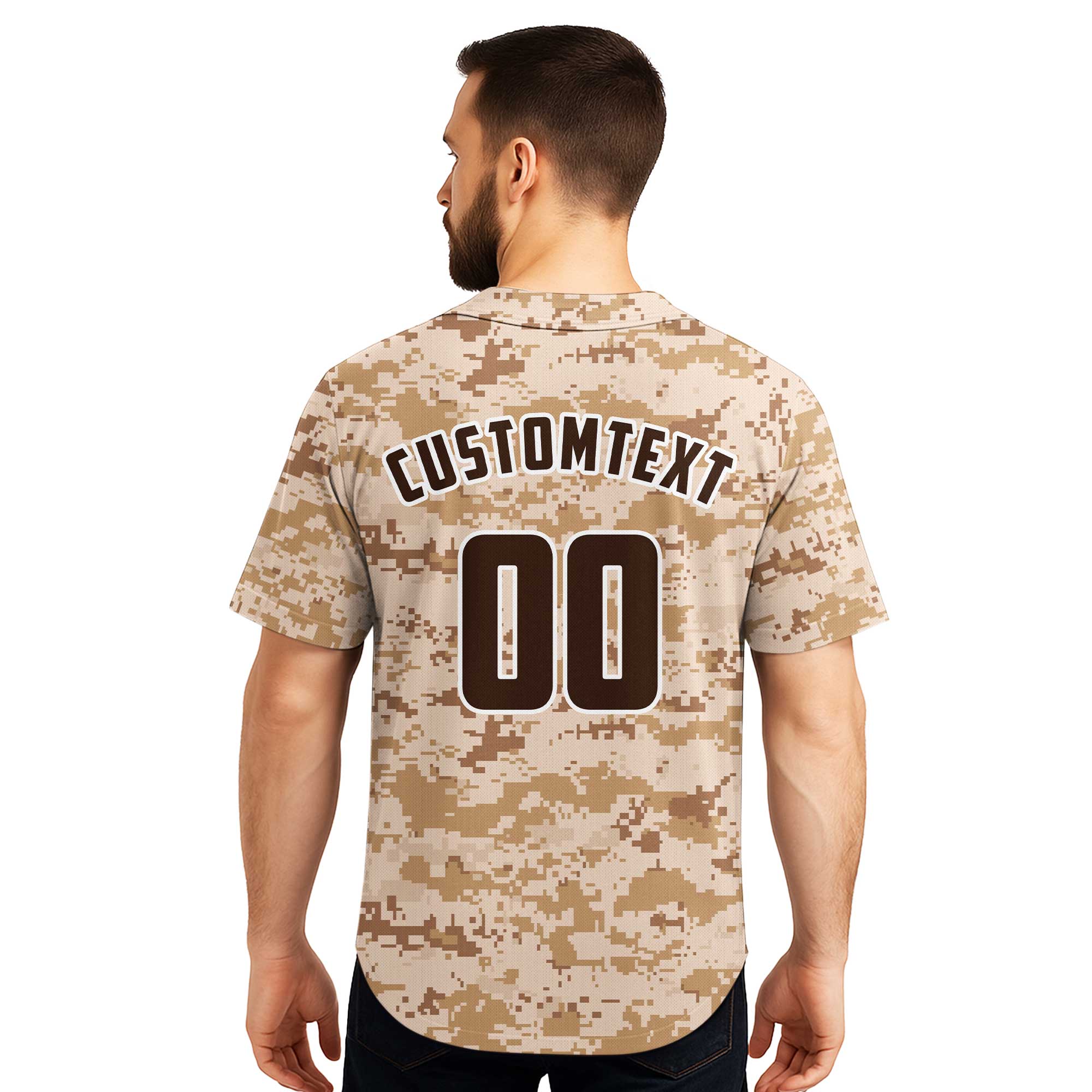 Custom Sand Camouflage Pattern Baseball Jersey