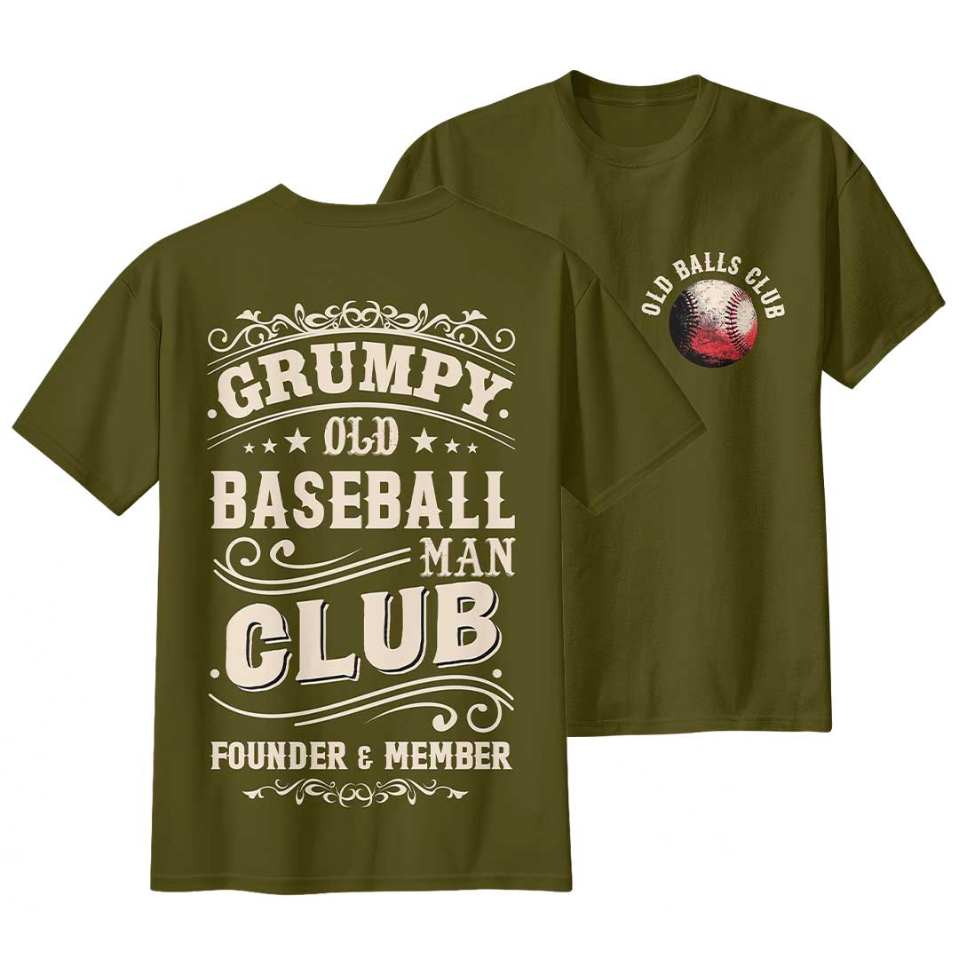 Grumpy Old Baseball Man Club - Two Sided Baseball T-Shirt