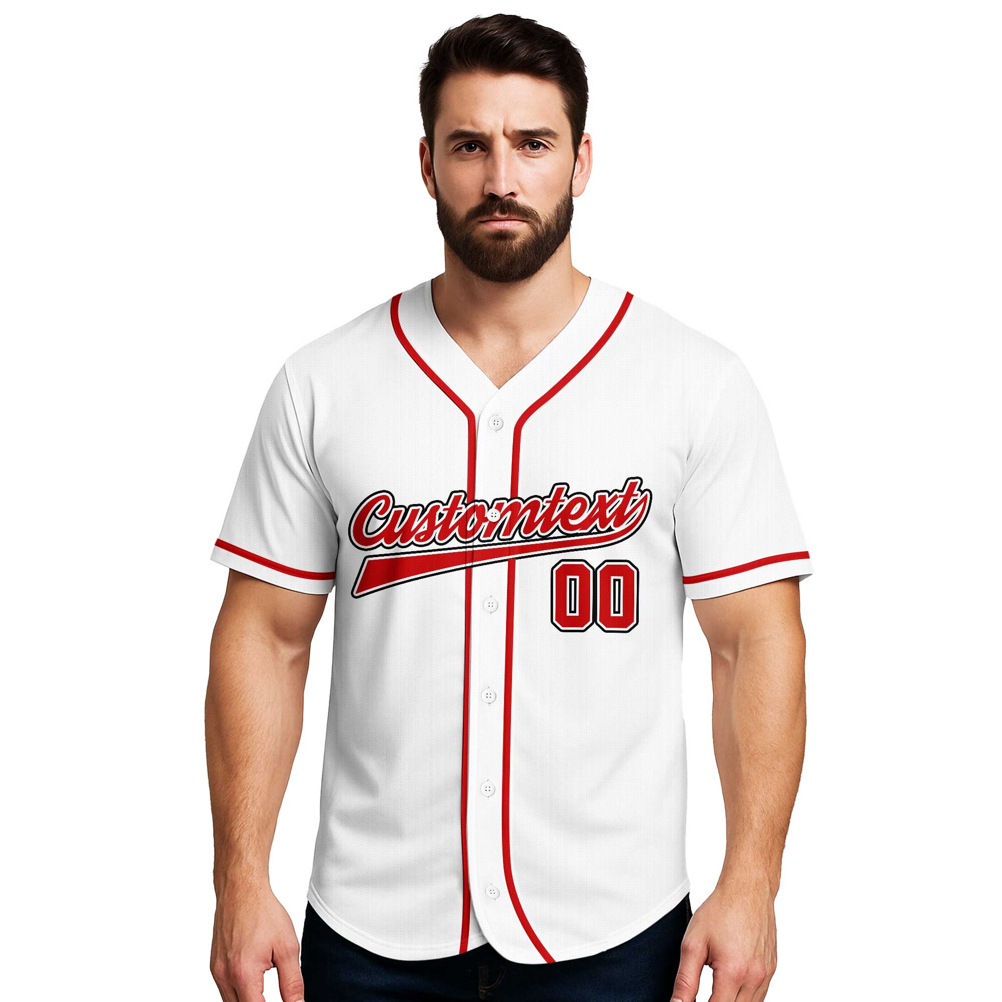 Love The Baseball Lover - Custom White Red Baseball Jersey