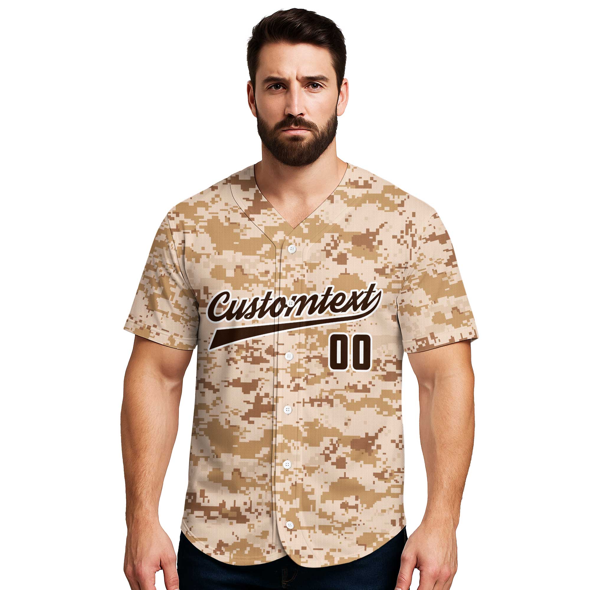 Custom Sand Camouflage Pattern Baseball Jersey