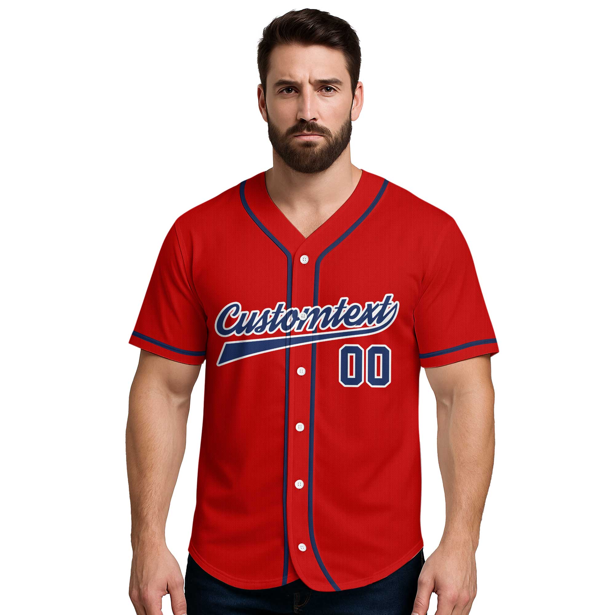 Rub Some Dirt On It - Custom Red and Navy Baseball Jersey