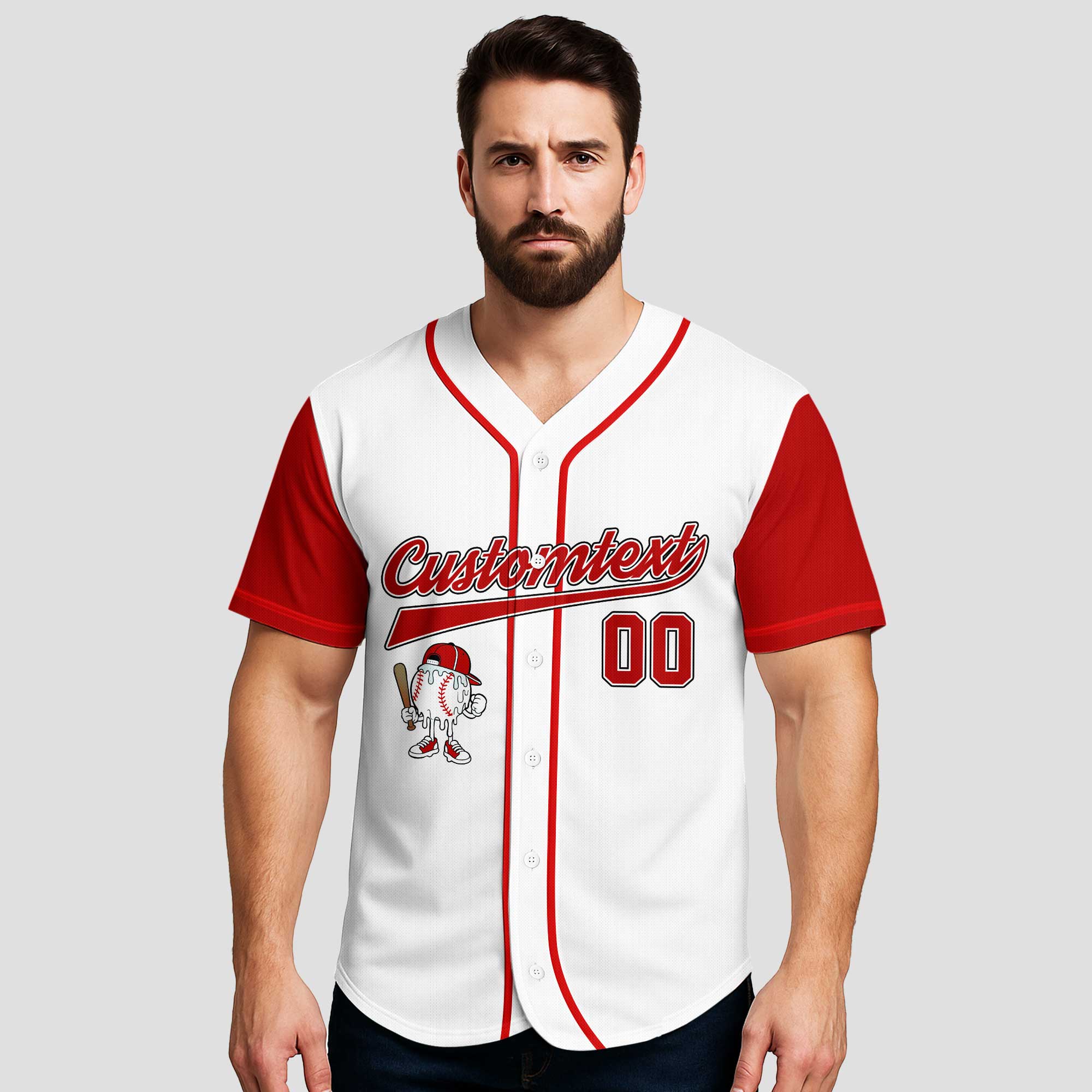 Hustle Hit Never Quit - Custom White and Red Raglan Baseball Jersey