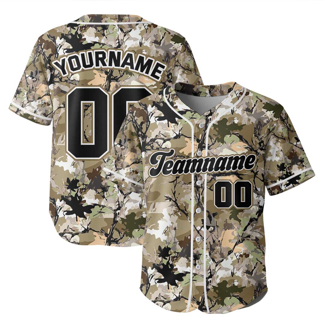 Hunting Season Custom Baseball Jersey With Forest Pattern