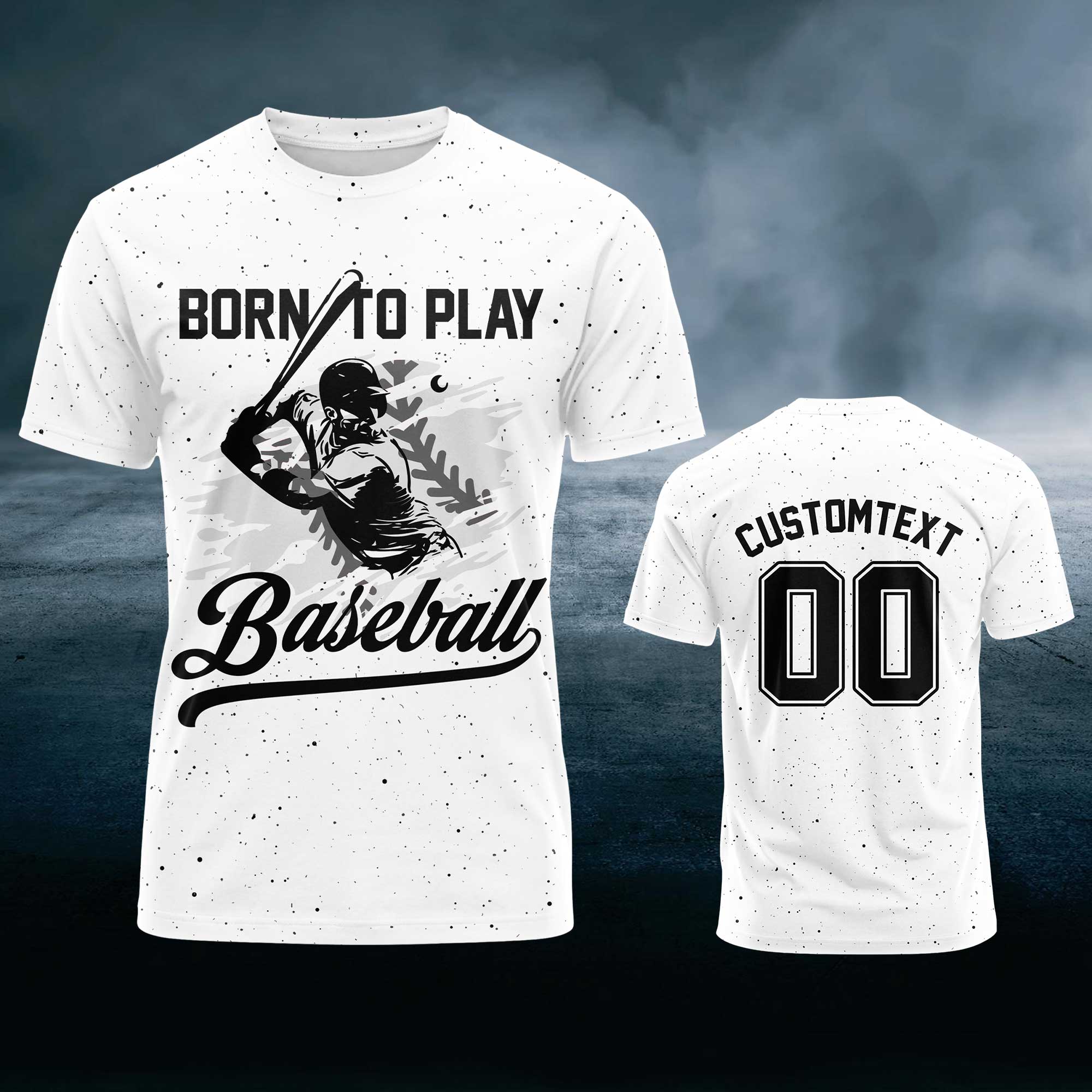 Custom Born To Play Baseball - Custom Text Custom Number Baseball Shirts