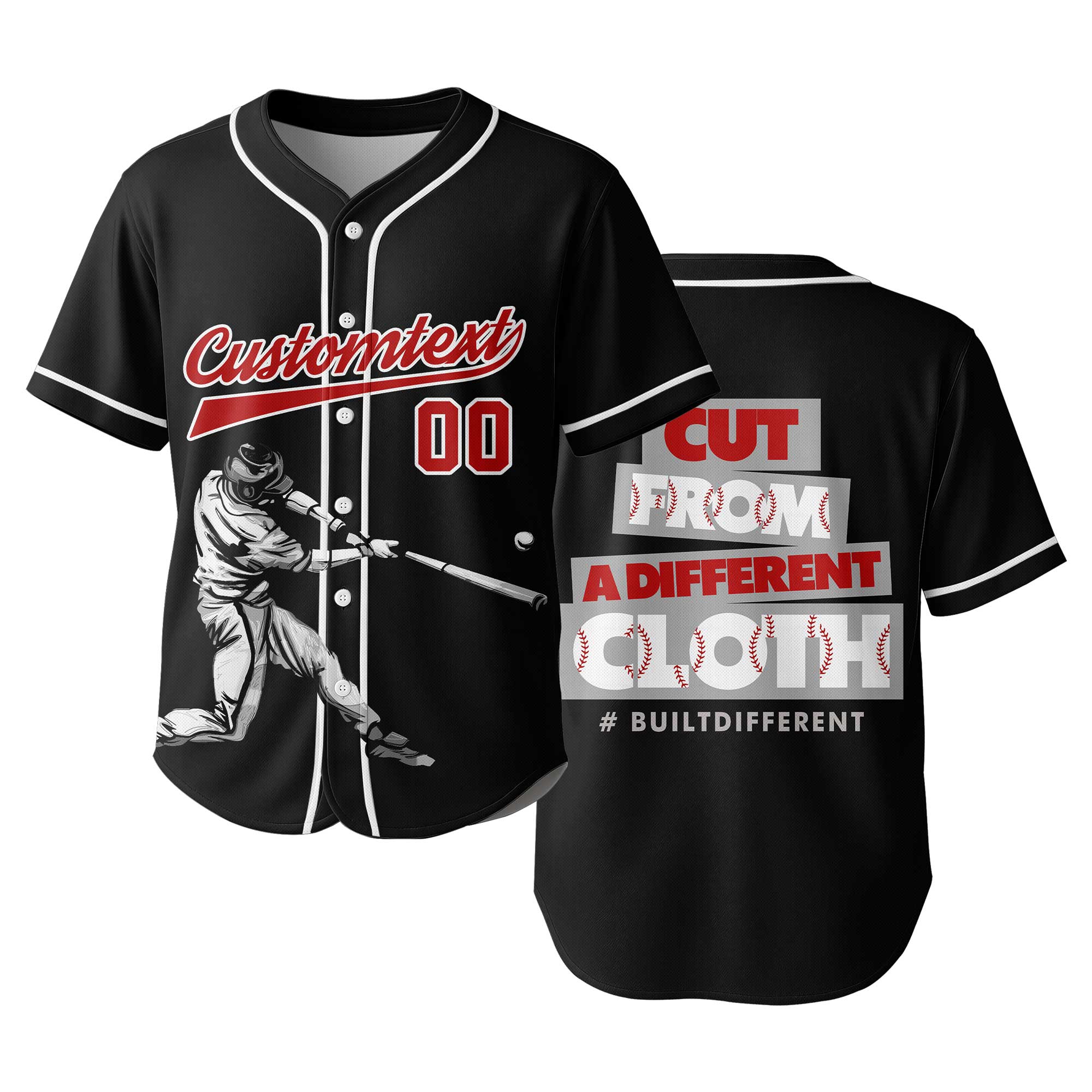 Cut From Different Cloth - Custom Black White Baseball Jersey