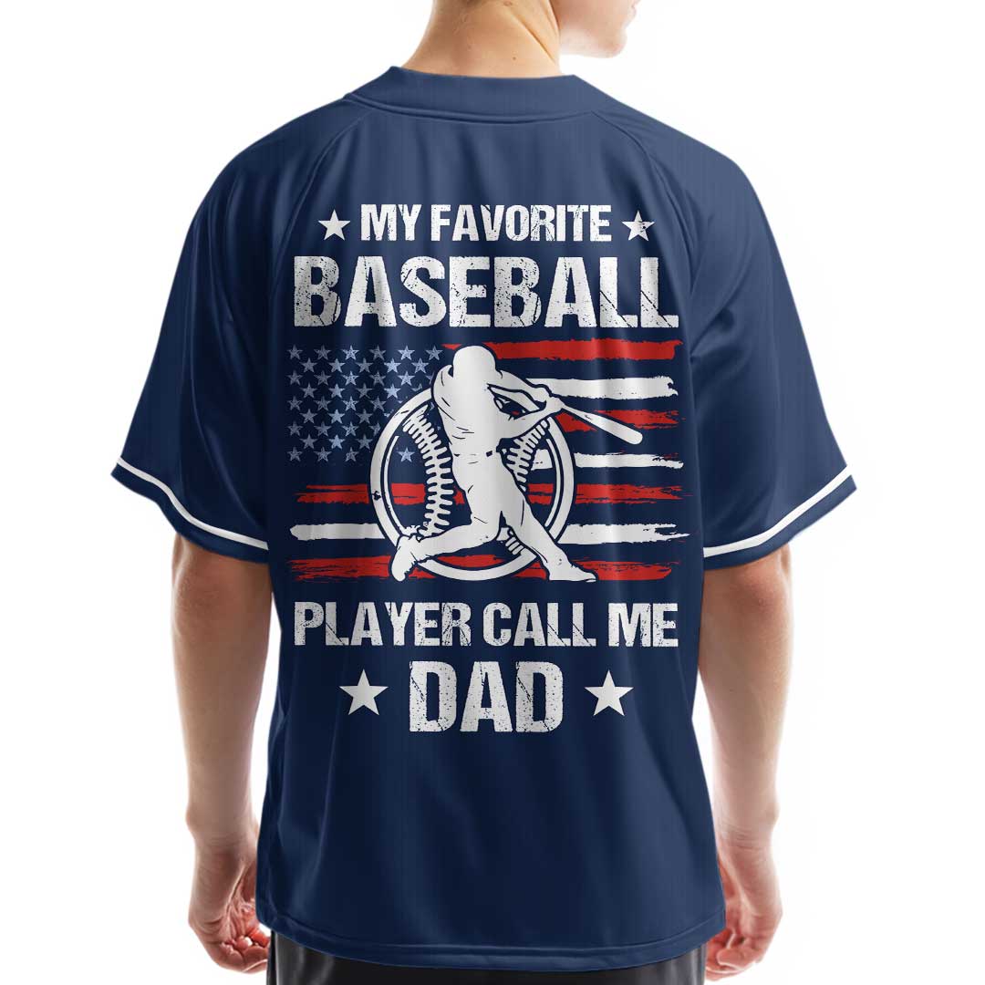 Baseball Dad My Favorite Baseball Player Call Me Dad - Custom Navy White Baseball Jersey