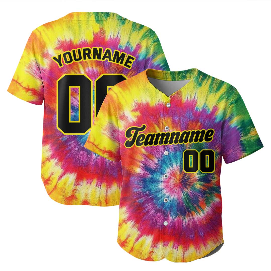 Custom Baseball Jersey with Tie Dye Style