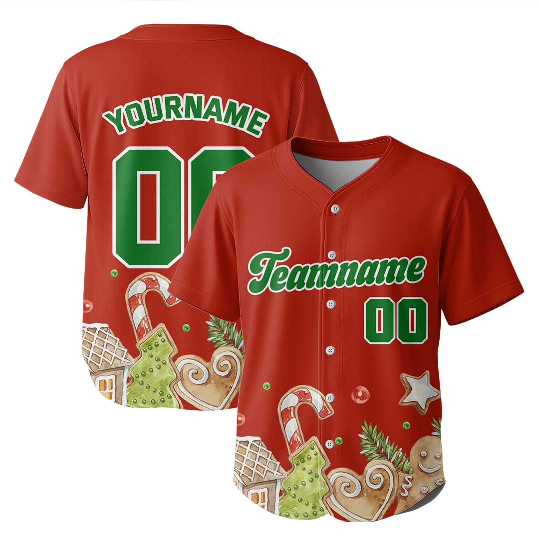 Custom Baseball Jersey with Christmas Gifts Pattern