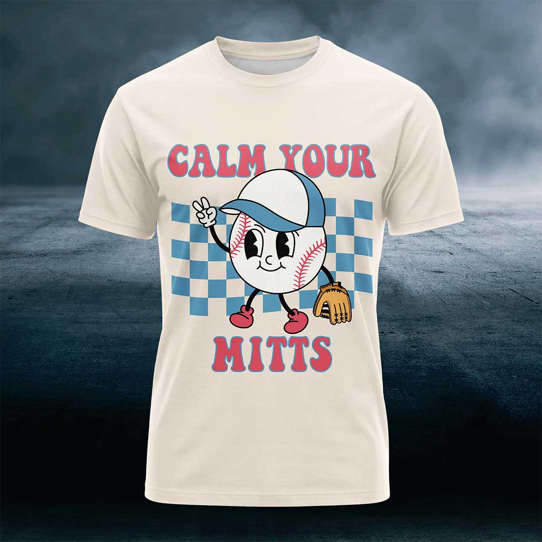 Calm Your Mitts Black Sand Baseball T-Shirt