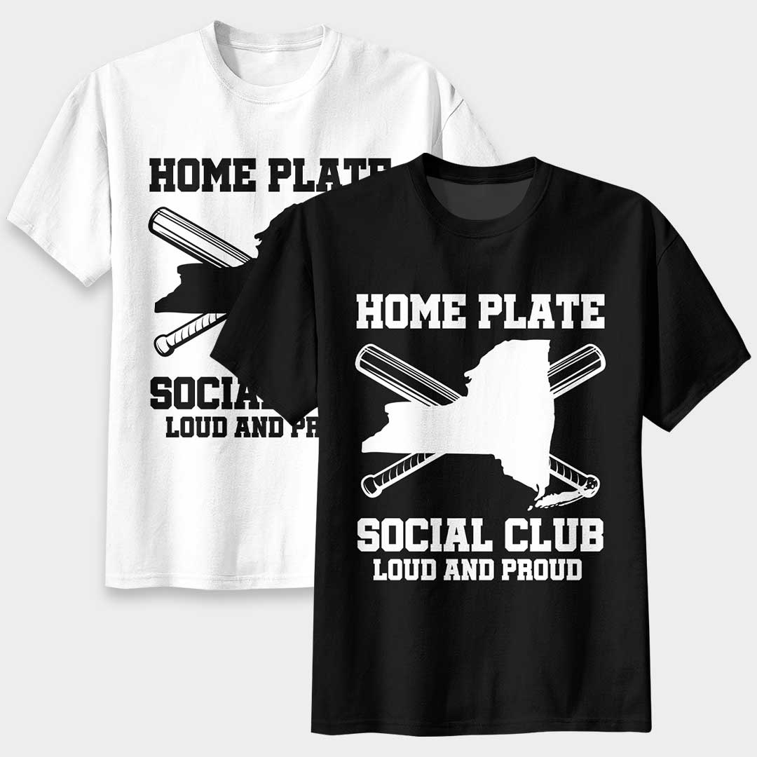 California Home Plate Social Club - Black White Baseball T-Shirt