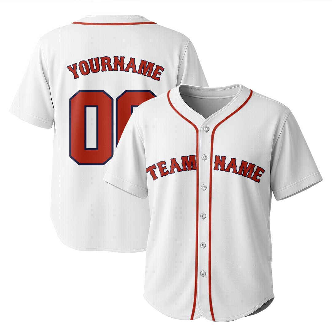 Custom Baseball Jersey with White Navy Red Color