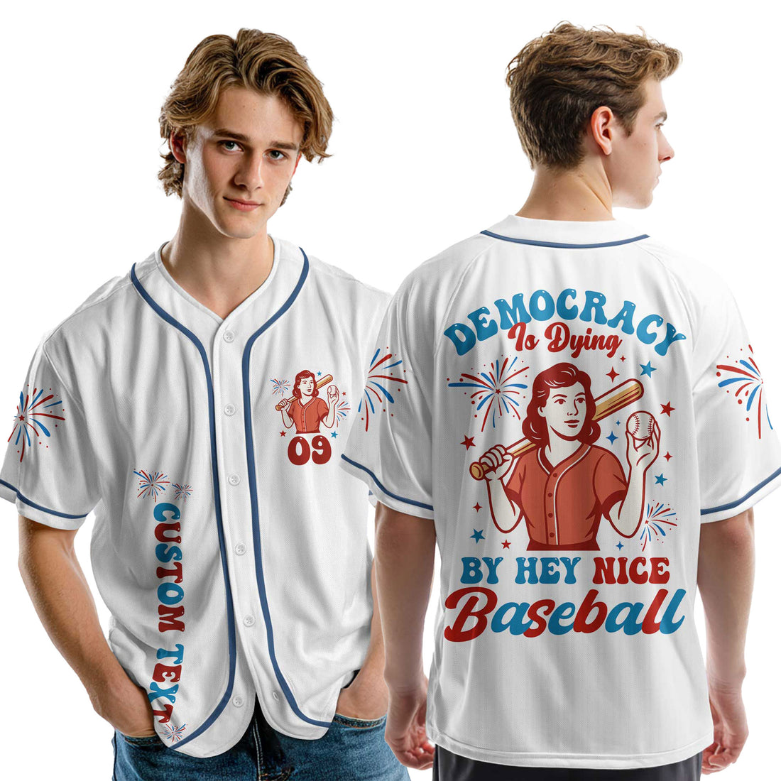 Democracy Is Dying By Hey Nice Baseball - Baseball Jersey - Patriotic American Jersey
