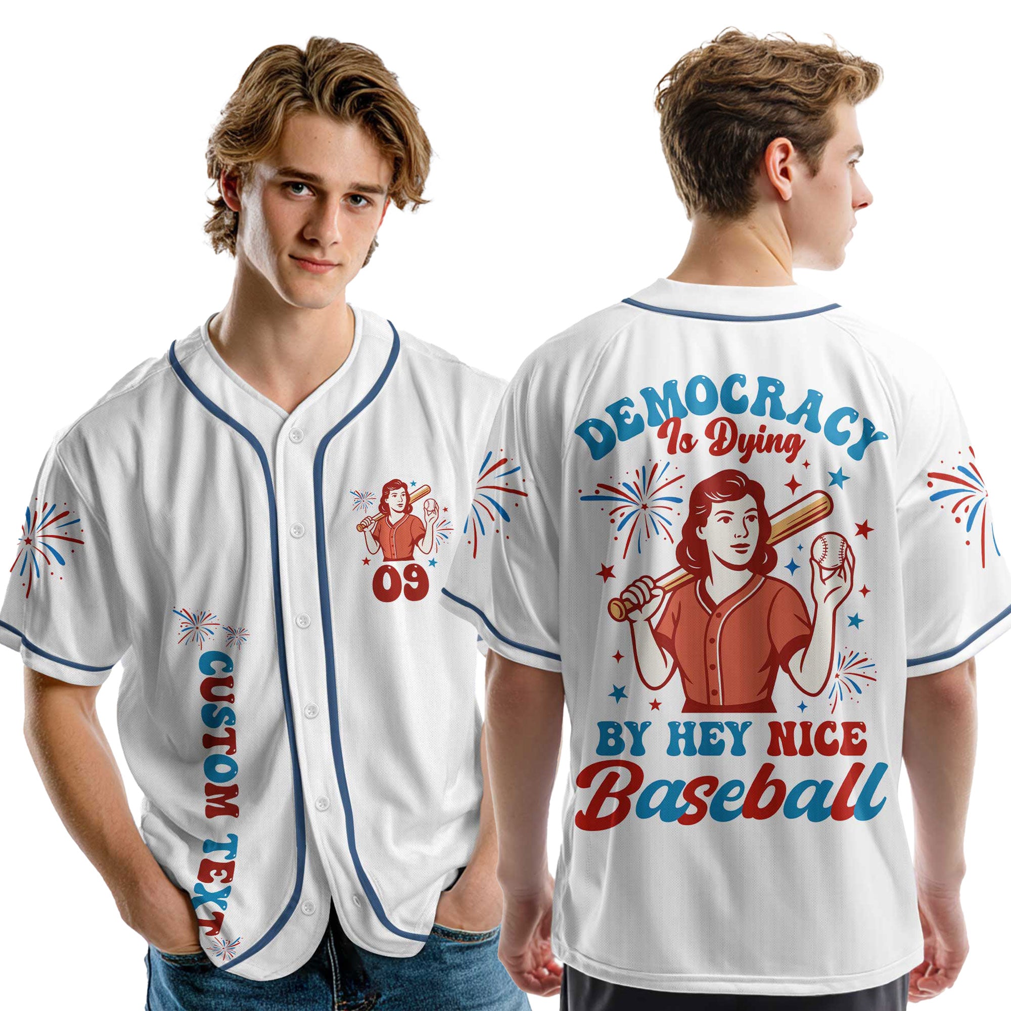 Democracy Is Dying By Hey Nice Baseball - Baseball Jersey - Patriotic American Jersey
