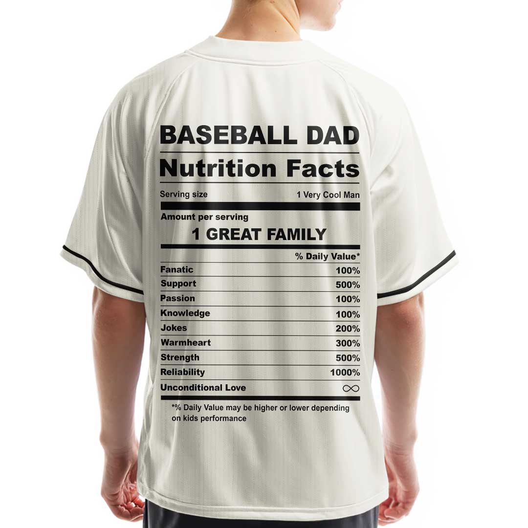 Baseball Dad Nutrition Facts - Custom Cream Baseball Jersey