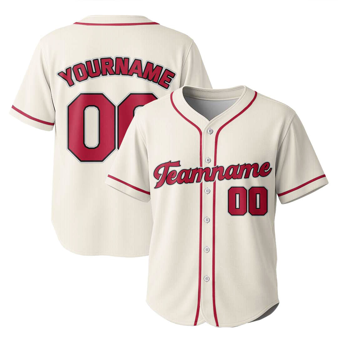 Custom Baseball Jersey with Cream Red Blue Color