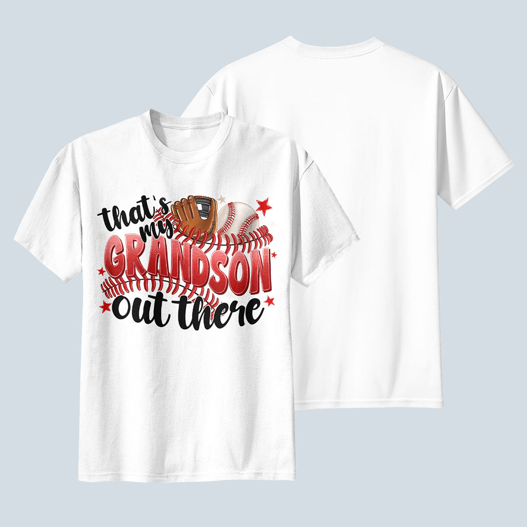That's My Grandson Out There - White and Black Baseball T-Shirt