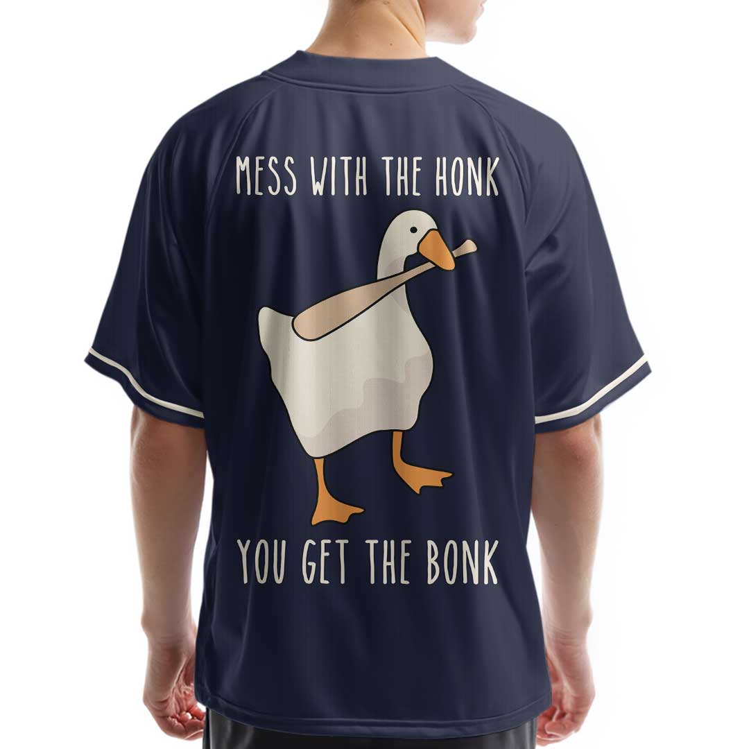 Mess With The Honk You Get The Bonk - Custom Navy White Baseball Jersey