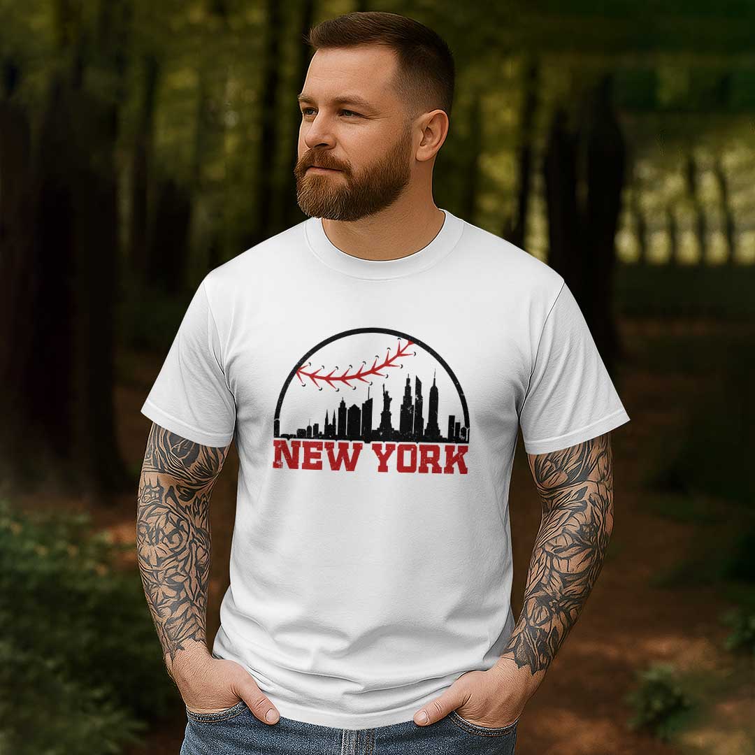 New York State Baseball - Black White Baseball T-Shirt