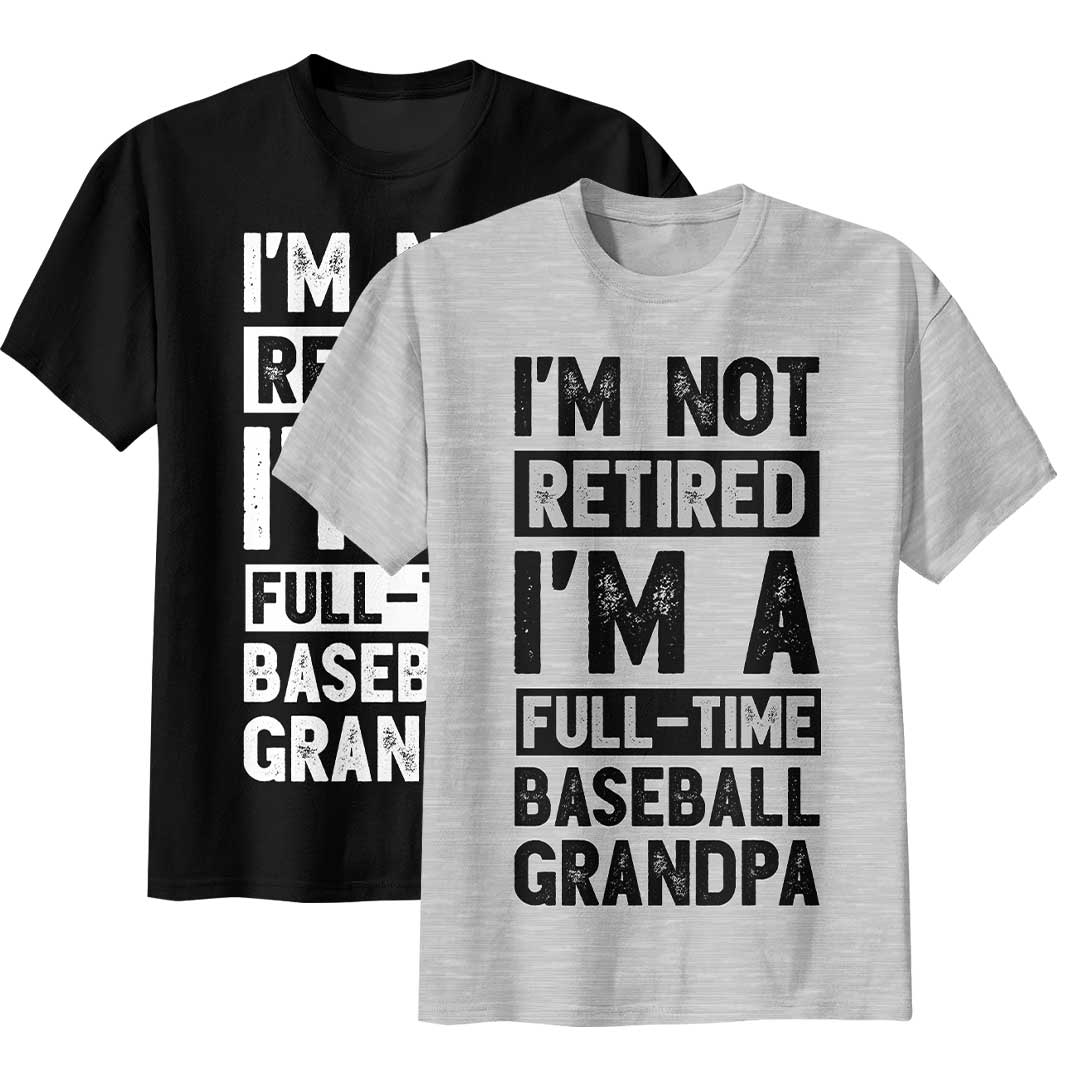 A Fulltime Baseball Grandpa - Black Grey Baseball T-Shirt