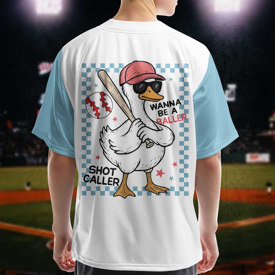 Wanna Be A Baller Shot Caller - Custom White with Blue Baseball Jersey